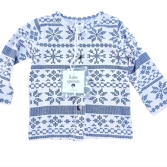 NWT Kate Quinn Cardigan Button Top Nordic Snowflake Bamboo Baby 6-12 Months - Picture 1 of 5